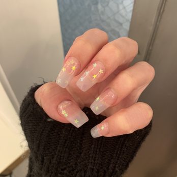 NT Nail Spa - Acrylics, with clear pink & stars! Love them! - Nail Salons Near Me - Modesto, California NT Nail Spa - Acrylics, with clear pink & stars! Love them! - Nail Salons Near Me - Modesto, California