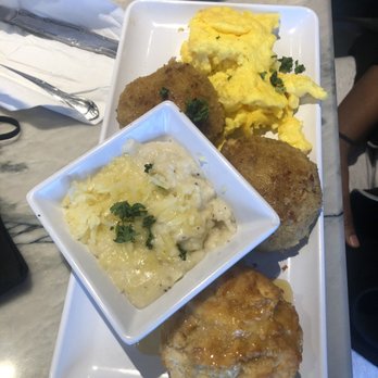 Gochas Breakfast Bar | Cascade - Salmon Croquettes with a biscuit - Wine Bars Near Me - Atlanta, Georgia