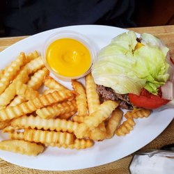 Hilltop Drive-In - Cheeseburger n fries w cheese sauce