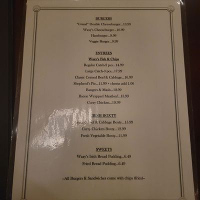 Menu photo 3 Waxy O'Shea's Irish Pub & Restaurant Branson, MO Menu photo 3 Waxy O'Shea's Irish Pub & Restaurant Branson, MO