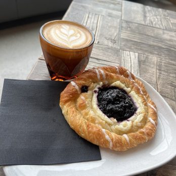 Vibe Coffee and Wine - Oat milk cortado and blueberry danish - Coffee & Tea Near Me - Denver, Colorado Vibe Coffee and Wine - Oat milk cortado and blueberry danish - Coffee & Tea Near Me - Denver, Colorado