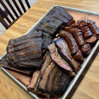 Smoke & Meat BBQ - Texas Trio: ribs, links, and brisket - Barbeque Near Me - Stockton, California Smoke & Meat BBQ - Texas Trio: ribs, links, and brisket - Barbeque Near Me - Stockton, California