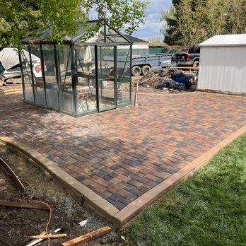 Soul to Soil Landscaping - Paver patio wrapped around an existing greenhouse, - Landscaping Near Me - Lodi, California Soul to Soil Landscaping - Paver patio wrapped around an existing greenhouse, - Landscaping Near Me - Lodi, California