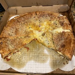 Stuffed sheers pizza with pepperoni and meatballs. Stuffed sheers pizza with pepperoni and meatballs.