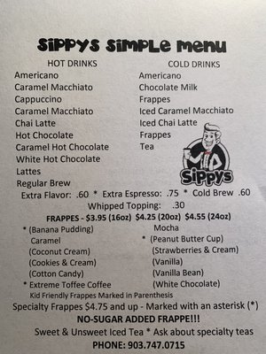 Menu photo 2 Sippys Coffee Drive-Thru Henderson, TX Menu photo 2 Sippys Coffee Drive-Thru Henderson, TX