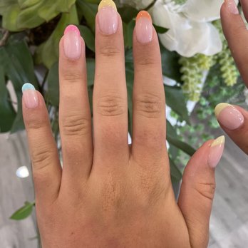 Posh Nails - Gel extension multi colored French tips - Nail Salons Near Me - Manhattan Beach, California Posh Nails - Gel extension multi colored French tips - Nail Salons Near Me - Manhattan Beach, California