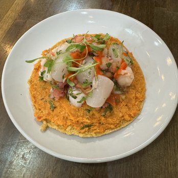 Holbox - Tostada de Kanpachi and Uni - Latin American Near Me - Los Angeles, California Holbox - Tostada de Kanpachi and Uni - Latin American Near Me - Los Angeles, California