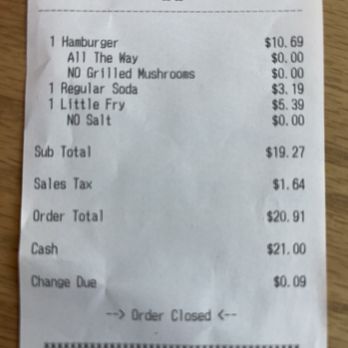 Five Guys - Receipt showing pricing - Burgers Near Me - North Richland Hills, Texas Five Guys - Receipt showing pricing - Burgers Near Me - North Richland Hills, Texas