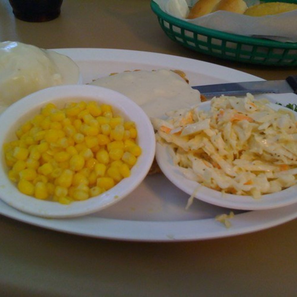 The House Cafe - Chicken fried steak w/ corn, coleslaw & mashed potatoes - Cafes Near Me - Richardson, Texas The House Cafe - Chicken fried steak w/ corn, coleslaw & mashed potatoes - Cafes Near Me - Richardson, Texas
