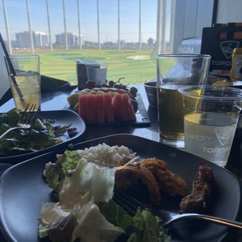 Topgolf - Work lunch consisted of chicken and steak fajitas, beans, rice and salad. - Golf Near Me - San Jose, California Topgolf - Work lunch consisted of chicken and steak fajitas, beans, rice and salad. - Golf Near Me - San Jose, California