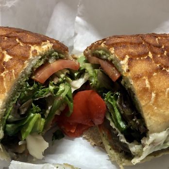 Subs Inc. - Roasted eggplant, roasted red peppers, red onions, provolone, pesto, spring mix and tomato. The Noe! - Sandwiches Near Me - San Francisco, California