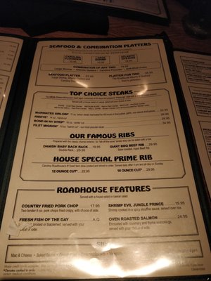 Menu photo 8 Carolina Roadhouse Myrtle Beach, SC