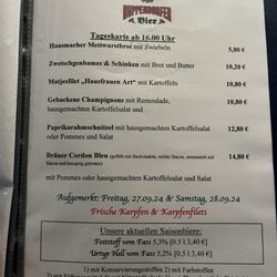 Brauerei Grasser - Speisekarte