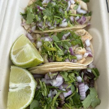 Chayote - Two chicken tacos (the best) and an asada taco - Mexican Near Me - Seattle, Washington