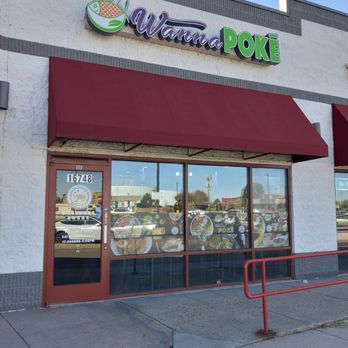 Wanna Poke - the front of a restaurant with a red awning - Poke Near Me - Centennial, Colorado