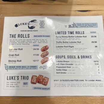 Luke's Lobster Downtown Crossing - Menu on 10/30/2022 - Seafood Near Me - Boston, Massachusetts Luke's Lobster Downtown Crossing - Menu on 10/30/2022 - Seafood Near Me - Boston, Massachusetts