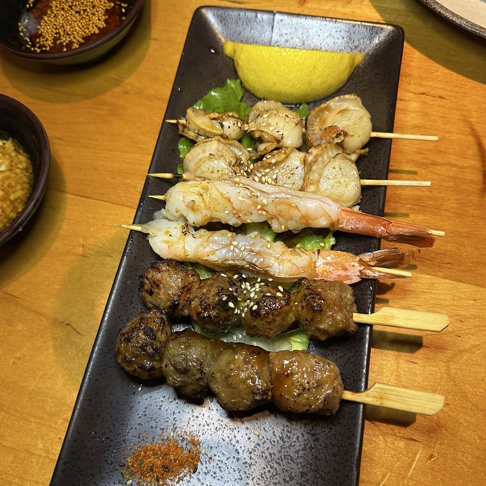 Kimura - Yakitori Combo (Chicken Meatballs, Shrimp, Scallop) - Japanese Near Me - New York, New York Kimura - Yakitori Combo (Chicken Meatballs, Shrimp, Scallop) - Japanese Near Me - New York, New York