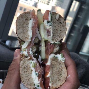 Corey's NYC Bagel Deli - Nova Lox bagel sandwich on everything bagel. - Bagels Near Me - Chicago, Illinois