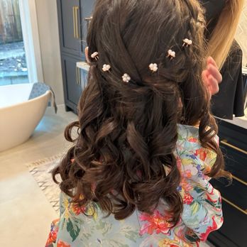 Hair & Makeup by Jayann - Back of daughter's hair to be a flower girl. - Hair Stylists Near Me - Pleasanton, California Hair & Makeup by Jayann - Back of daughter's hair to be a flower girl. - Hair Stylists Near Me - Pleasanton, California