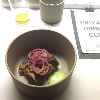 Klein Private Dining - Braised pork shoulder / orange/ whiskey/ roasted purple potatoes/ wasabi aioli / pickled red onion - Personal Chefs Near Me - Antwerp, VAN