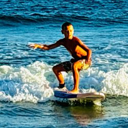 Inflight Surf Shop - Marley getting the feel on his new soft top
