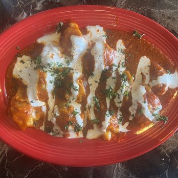 Rosemary's Thyme Bistro - Turkish dish, super yummy Manti meze beef dumplings served in a red pepper sauce.  Must order! - Mediterranean Near Me - Clifton, Virginia