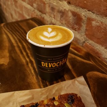 Devoción - Cappuccino with an order of granular bar - Cafes Near Me - New York, New York