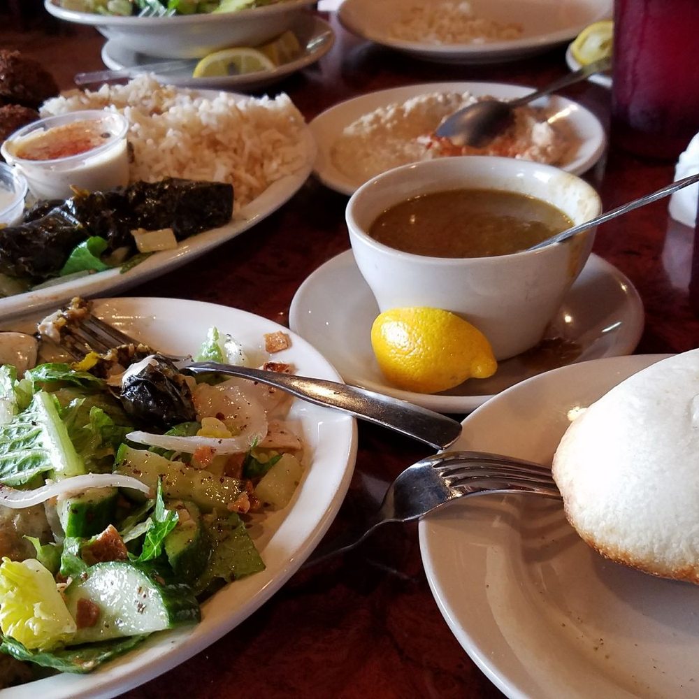 Taboon - Vegetarian platter (not pictured subed tabouli for fattush salad and hummus) - Middle Eastern Near Me - Flint, Michigan Taboon - Vegetarian platter (not pictured subed tabouli for fattush salad and hummus) - Middle Eastern Near Me - Flint, Michigan
