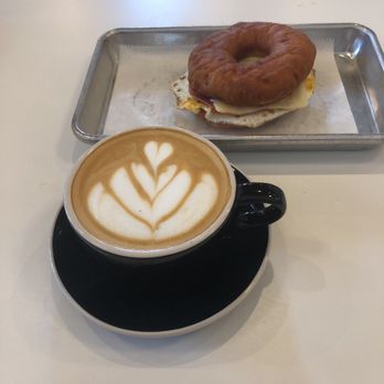Good Dough - Cappuccino and ham egg and cheese on a donut - Donuts Near Me - Jacksonville, Florida