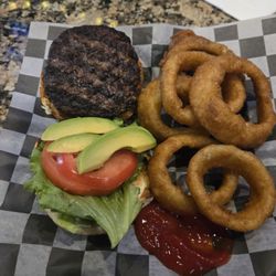 McGillicuddy's Irish Ale House - Onion rings and burger