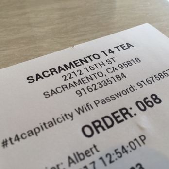 T4 - The Wifi password is on the receipt! This is so smart!! - Bubble Tea Near Me - Sacramento, California