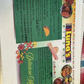 Lunas kitchen - Menu - Menu with Indian and Mexican dishes, including tacos, burritos, and Indian entrees, with images and prices. - Food Trucks Near Me - Los Lunas, New Mexico