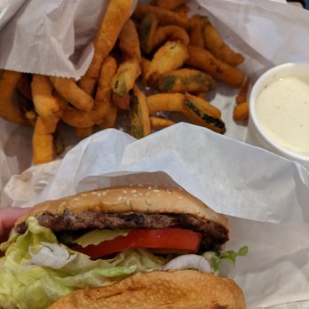 Bob's Burgers - Gigantic hamburger, so delicious, so juicy, so fresh, next to it some fried zucchini - Burgers Near Me - Westminster, California Bob's Burgers - Gigantic hamburger, so delicious, so juicy, so fresh, next to it some fried zucchini - Burgers Near Me - Westminster, California