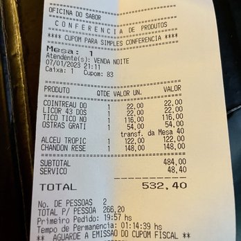 Oficina do Sabor - The bill - Northeastern Brazilian Near Me - Olinda, Prince Edward Island Oficina do Sabor - The bill - Northeastern Brazilian Near Me - Olinda, Prince Edward Island