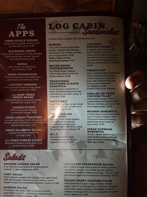 Menu photo 1 The Log Cabin Hurricane Mills, TN Menu photo 1 The Log Cabin Hurricane Mills, TN