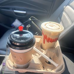 Central Coffee Shoppe - Chai tea latte and iced white chocolate raspberry latte
