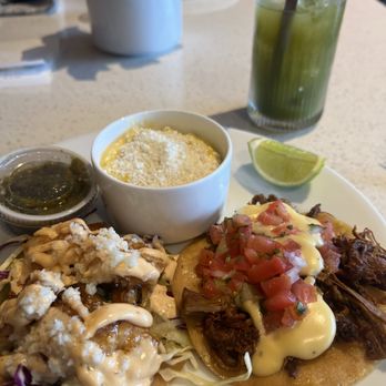 Casa Campus Point - Brisket and shrimp taco with elote - Tacos Near Me - San Diego, California