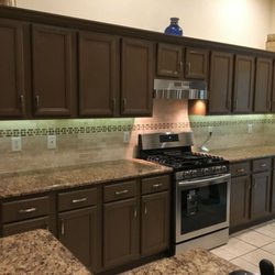 Larrys Quality Home Repair Services - Painted cabinets,  granite countertops,  backsplash and under cabinet LED lighting