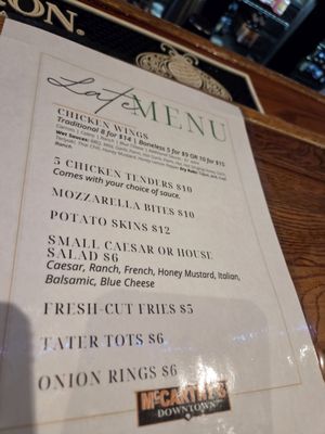 Menu photo 1 McCarthy's Downtown Cleveland, OH Menu photo 1 McCarthy's Downtown Cleveland, OH