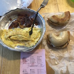 Hmm omelette!? I think not! Did not order a side of bacon. Ordered BACON ONION EGG SWISS OMELETTE