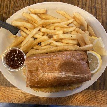 Red Apple Cafe - Full meal ~ Fries, tartar sauce (or other upon request) and Calamari Steak sandwich. With lemon - ask for lemon it's worth it. - Breakfast & Brunch Near Me - Watsonville, California Red Apple Cafe - Full meal ~ Fries, tartar sauce (or other upon request) and Calamari Steak sandwich. With lemon - ask for lemon it's worth it. - Breakfast & Brunch Near Me - Watsonville, California