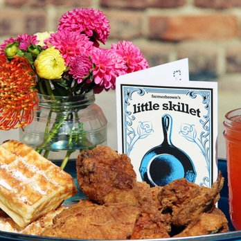 Little Skillet - a plate of fried chicken, waffles, and a drink - Food Delivery Services Near Me - Oakland, California Little Skillet - a plate of fried chicken, waffles, and a drink - Food Delivery Services Near Me - Oakland, California