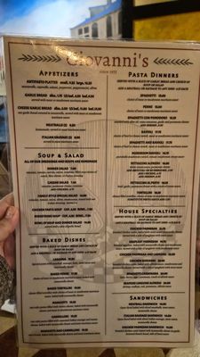 Menu photo 3 Giovanni's Beaverton, OR