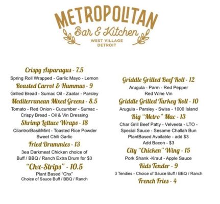 Menu photo 3 Metropolitan Bar And Kitchen Detroit, MI Menu photo 3 Metropolitan Bar And Kitchen Detroit, MI
