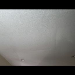 Visible indents after the roof repair from the staff