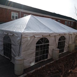 Taylor Rental - 20 by 30 frame with sidewalls and heater for mayor,for a ground breaking