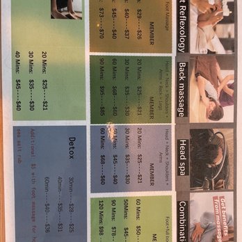 Foot Space - The menu. - Massage Near Me - Phoenix, Arizona