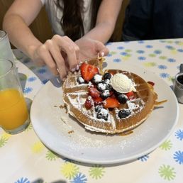 Belgian Waffle and Fresh Squeezed Orange Juice
