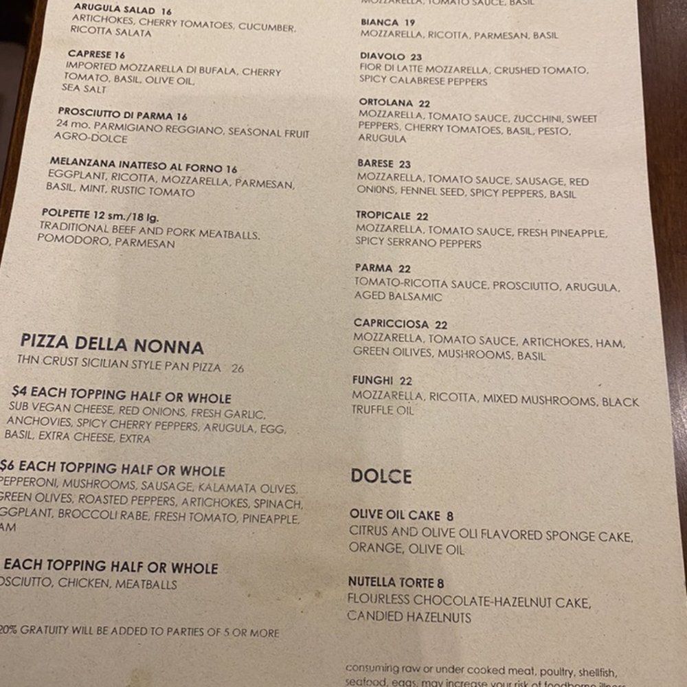 Inatteso Pizzabar - Menu - Italian Near Me - New York, New York