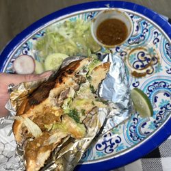 La Mixte-ca - Pambazo w/out Chorizo; comes with Salsa , iceberg, cucumber & radish.